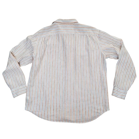 Old Navy Regular Fit Everyday Linen Blend Striped Shirt Size L - Picture 3 of 16